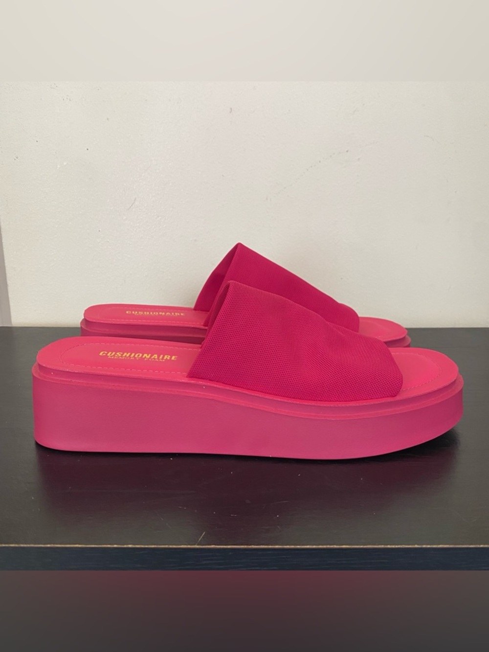 Cushionaire Pink Platform Slide Sandals